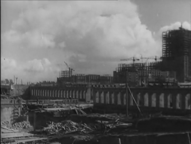 Строительство корпуса Биологического факультета. ​1949–1953. Фото: PastVu