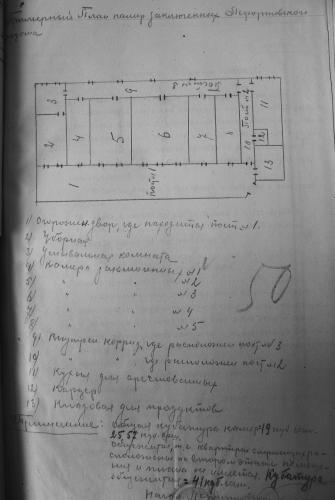 План Лефортовского арестного дома 1923 года. Источник: ГАРФ. Ф. Р4042. Оп. 2. Д. 102. Л. 50
