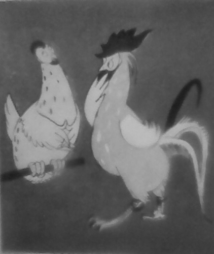 Курица-перестраховщица: «Воздержусь временно нести яйца. Еще подумают, что я их несу специально к пасхе» (рис. К. Ротова). Крокодил. 1938. № 11