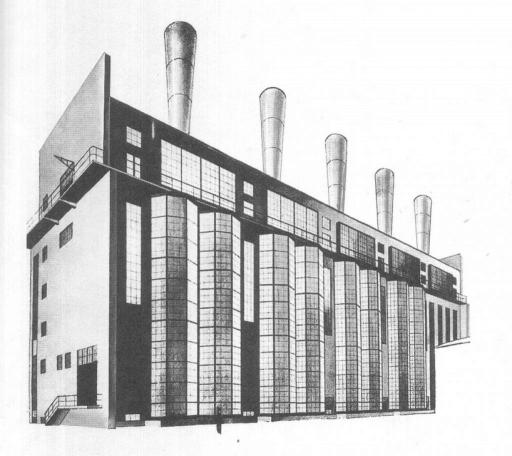 Проект котельной МОГЭС. 1924 г. Архитектор И. Жолтовский