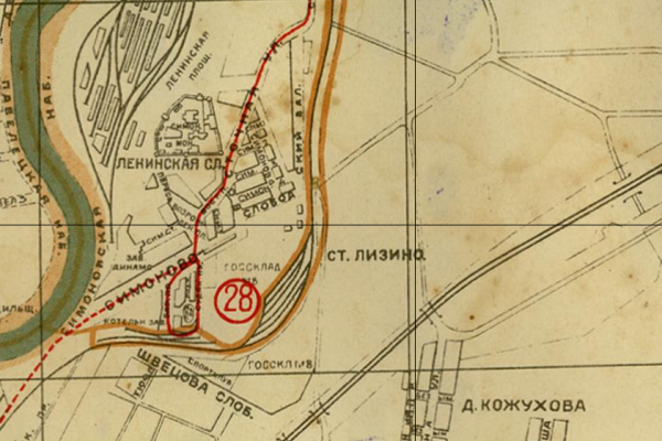 Ст. Лизино на плане Москвы. 1925 г. Источник: retromap.ru