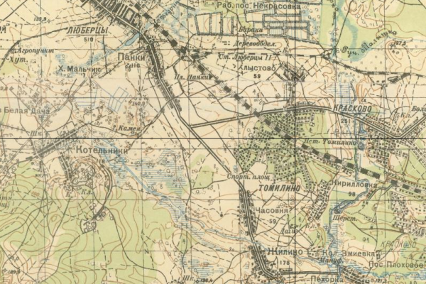 Томилино на карте РККА Москвы и области. 1929 г. Источник: retromap.ru