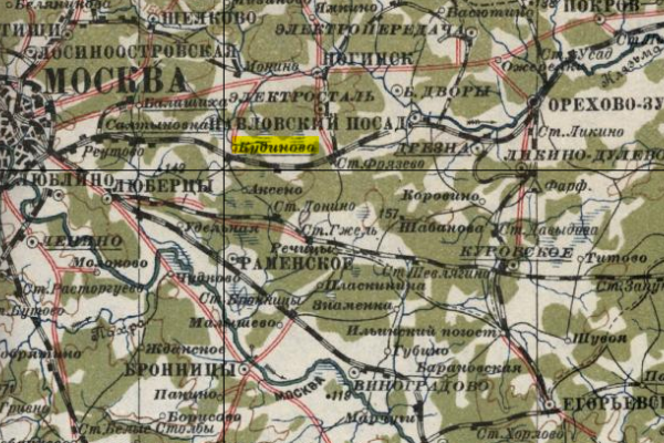 Кудиново на карте СССР 1932 г. Источник: retromap.ru